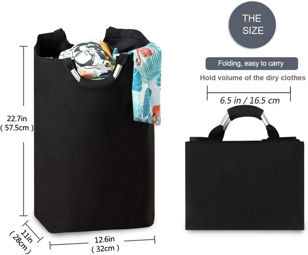 visesunny Collapsible Laundry Basket Tropical Banana Black Dot Large Laundry Hamper Oxford Fabric Dirty Clothes Toy Organizer with Handle for Bathroom Kids Room Dorm