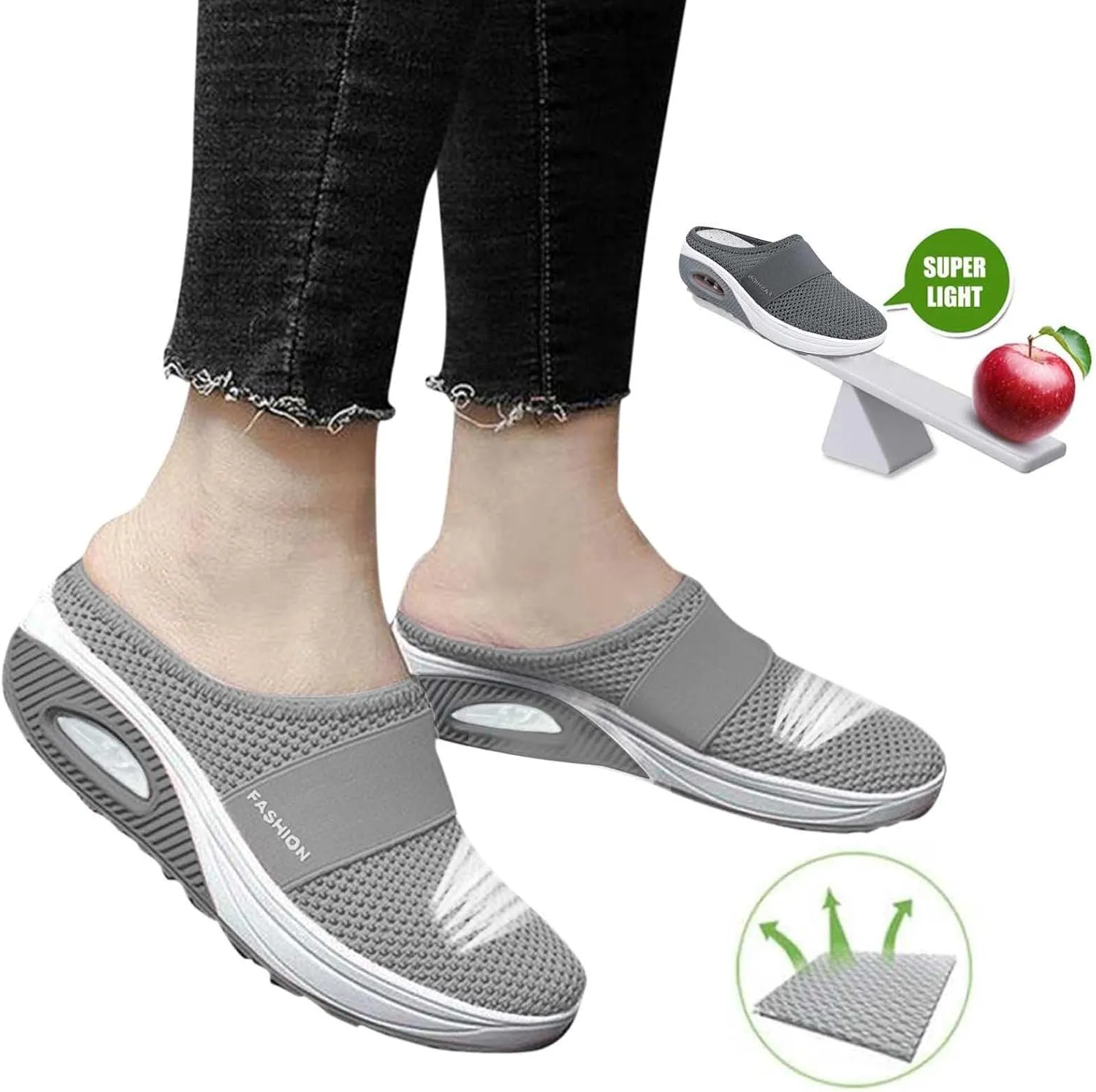 Walking Sneakers for Women Arch Support Wide Sport Sandals Women 2025 Slip On Mules Breathable Mesh Casual Shoes