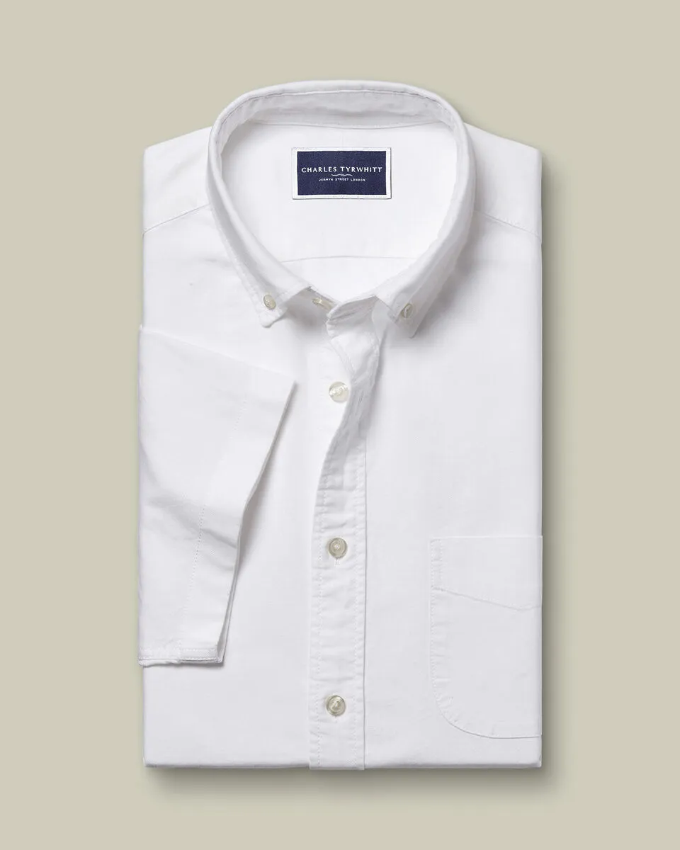 Washed Oxford Short Sleeve Shirt White
