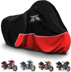 Waterproof Motorcycle Cover Replace for Harley Davidson Touring Limited with Trunk Models, 420D Oxford Cloth Road Glide Limited, Ultra Limited Motorcycle Cover for Snow Rain Dust Protection