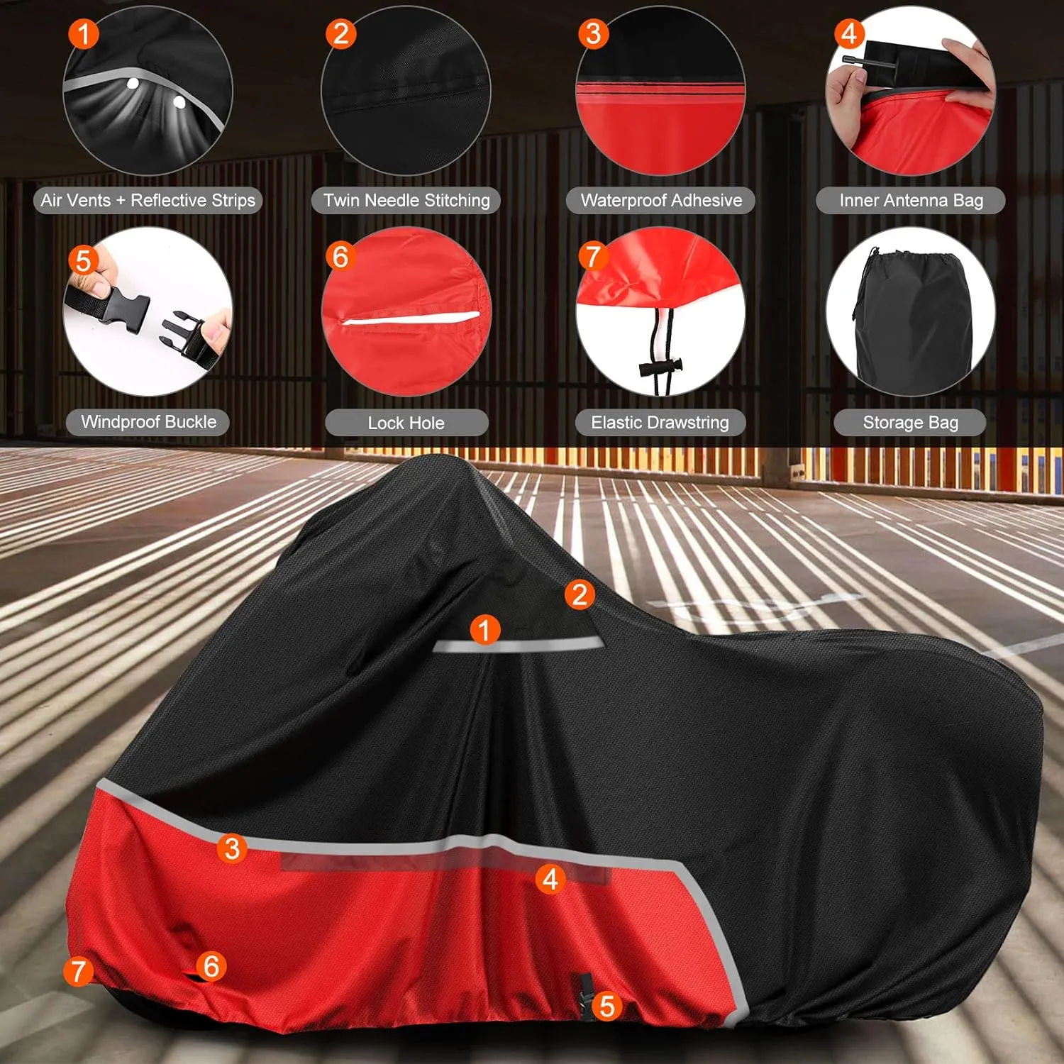 Waterproof Motorcycle Cover Replace for Harley Davidson Touring Limited with Trunk Models, 420D Oxford Cloth Road Glide Limited, Ultra Limited Motorcycle Cover for Snow Rain Dust Protection
