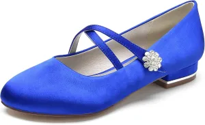 Wedding Bridal Shoes Women's Round Toe Slip on Breathable Ballet Flats Bridal Dress Flats 2.5Cm