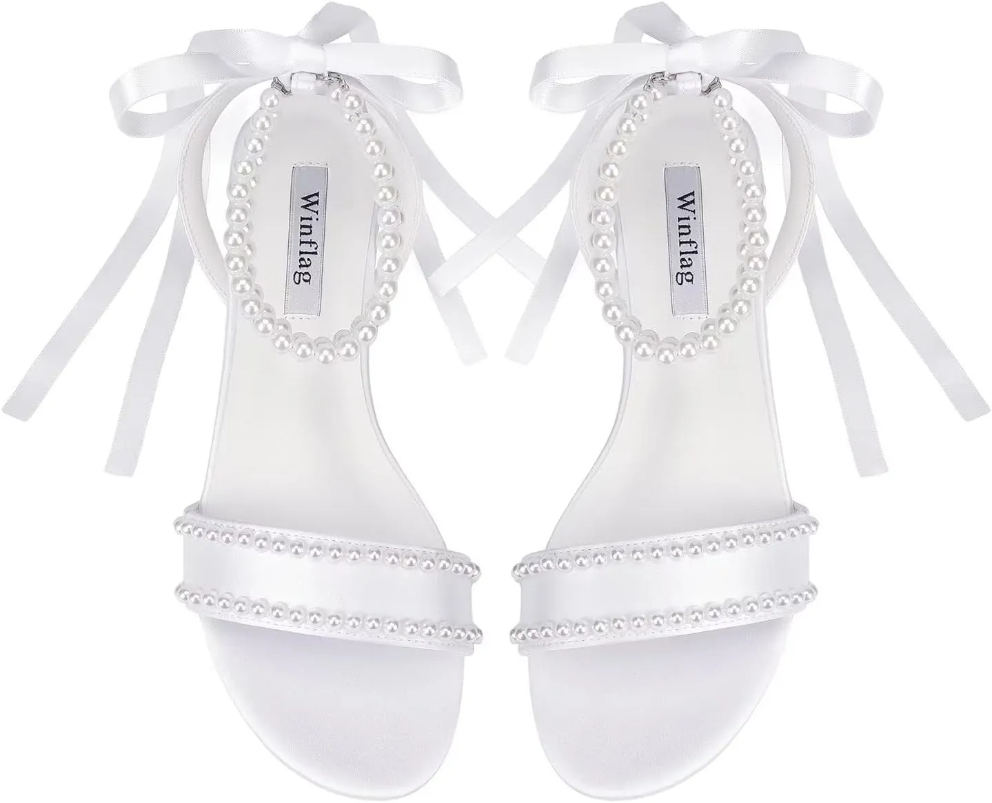 Wedding Flats Pearl Sandals Flat Wedding Shoes for Bride Open Toe Bridal Flats