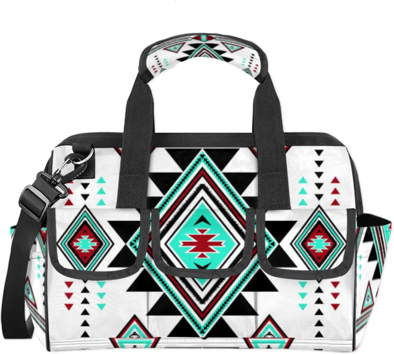 Western Aztec Boho Heavy Duty Tool Bags for Men and Women 14.8 Inch, Soft Wide Mouth Tool Tote Organizer Bag with Adjustable Shoulder Strap