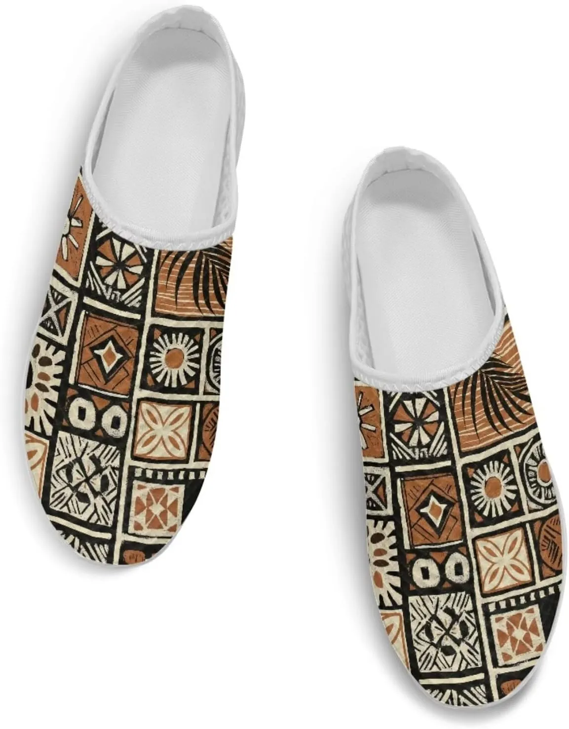 Western Aztec Print Mule Tennis Shoes for Women Breathable Loafers Flats Low Top Garden Clogs Arch Support Sneakers