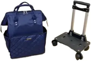 Wheeled backpack for Women Travel trolley bags Travel Bag with wheels Oxford large capacity Travel Rolling Luggage Backpack Bags(22 inch blue)