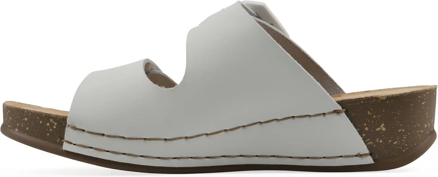 WHITE MOUNTAIN Women's Fearful Double-Strap Mini-Wedge Sandal