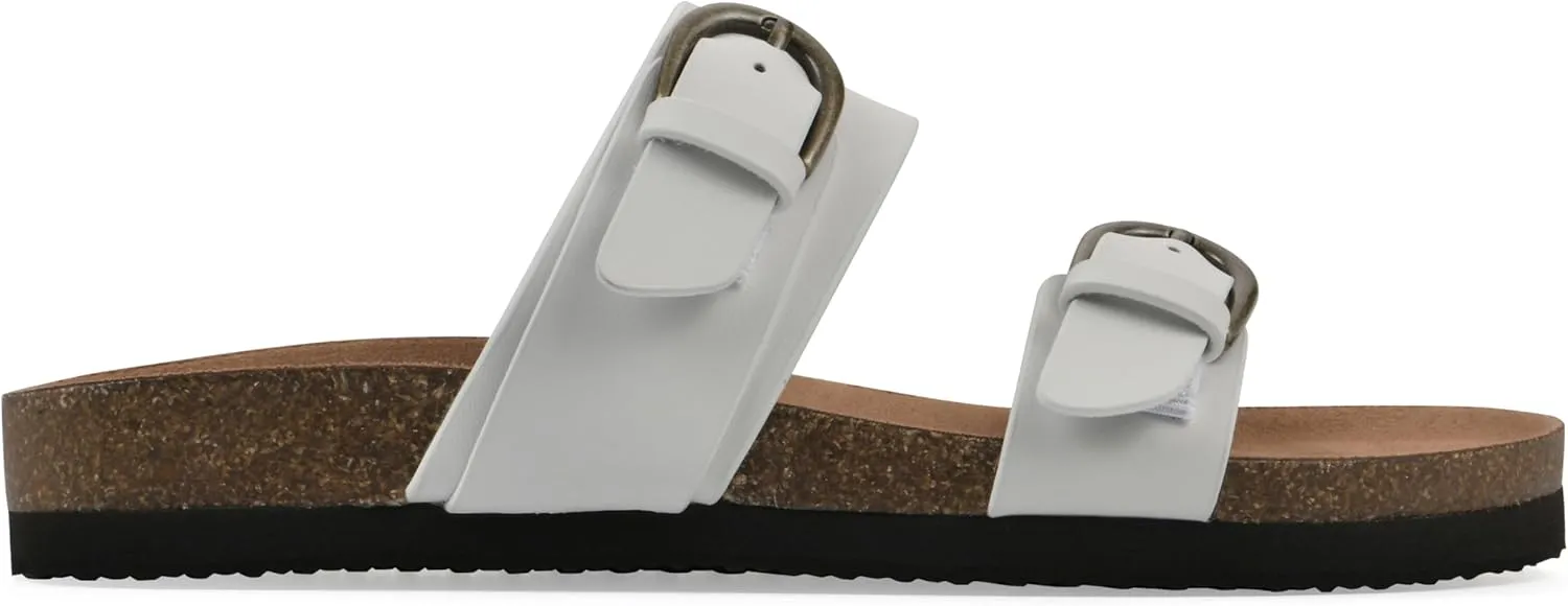 WHITE MOUNTAIN Women's Hardball Double-Buckle Signature Comfort-Molded Footbed Sandal