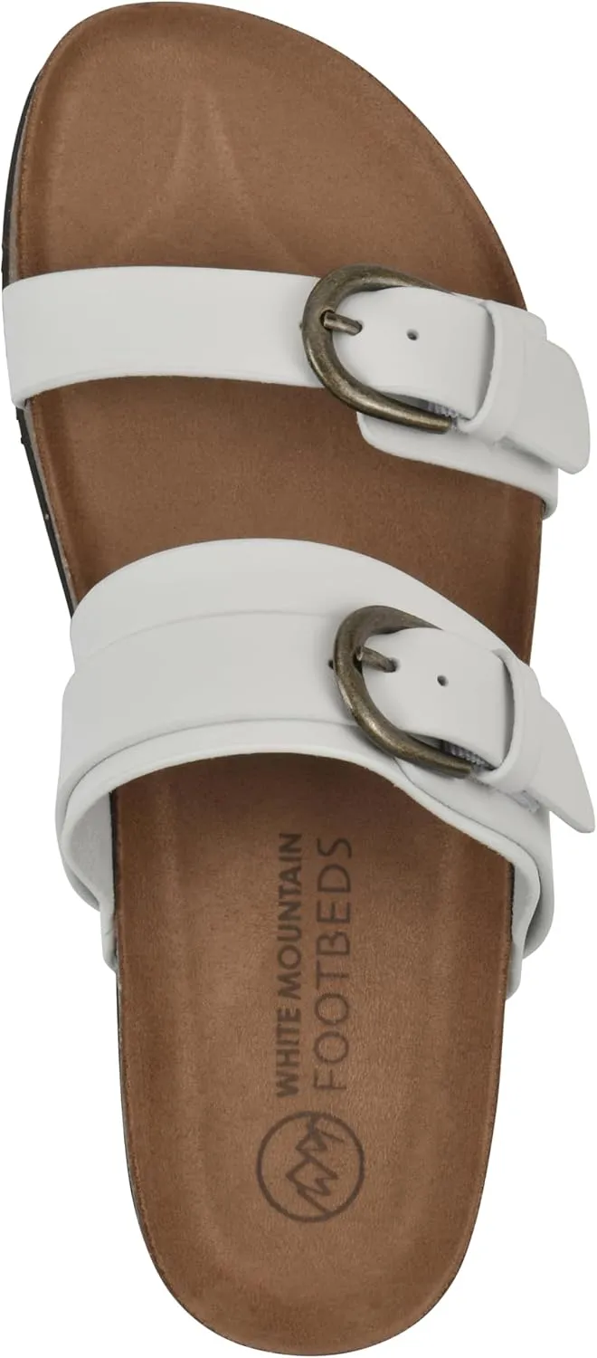 WHITE MOUNTAIN Women's Hardball Double-Buckle Signature Comfort-Molded Footbed Sandal