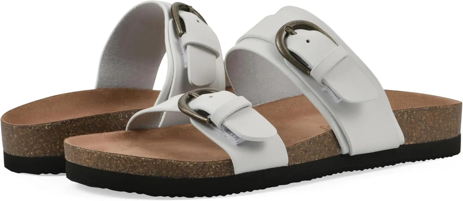 WHITE MOUNTAIN Women's Hardball Double-Buckle Signature Comfort-Molded Footbed Sandal