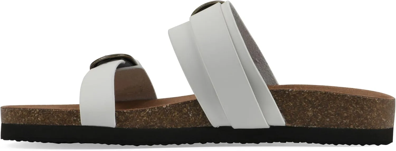 WHITE MOUNTAIN Women's Hardball Double-Buckle Signature Comfort-Molded Footbed Sandal