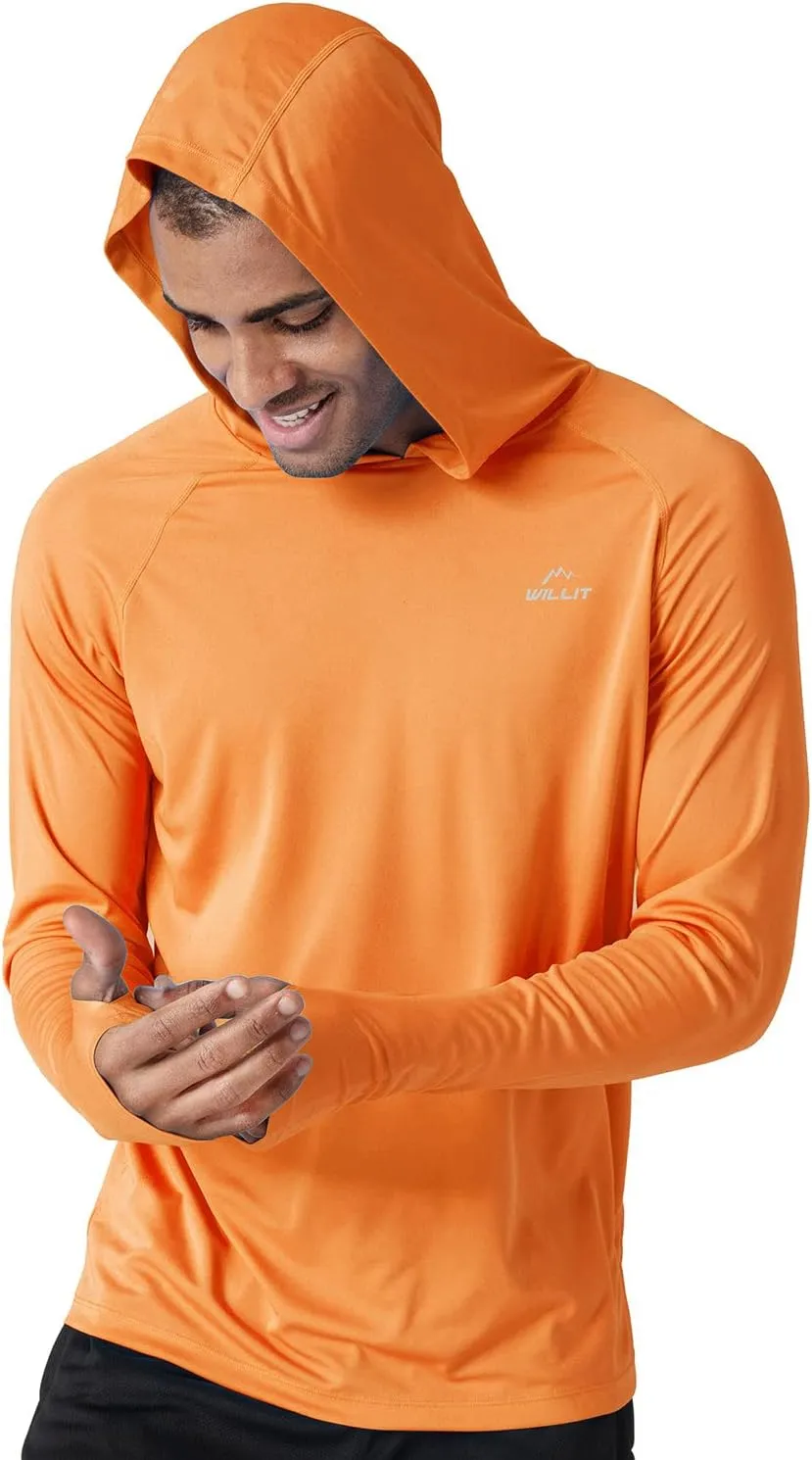 Willit Men's Sun Shirts UPF 50  Rash Guard Long Sleeve Sun Protection Hoodie SPF UV Fishing Lightweight Athletic Running