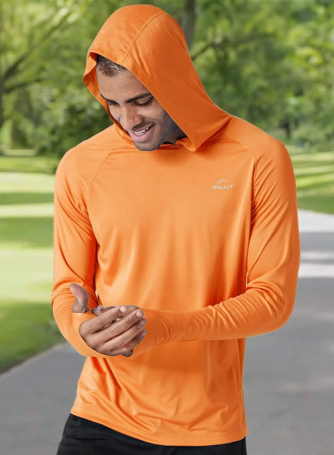 Willit Men's Sun Shirts UPF 50  Rash Guard Long Sleeve Sun Protection Hoodie SPF UV Fishing Lightweight Athletic Running