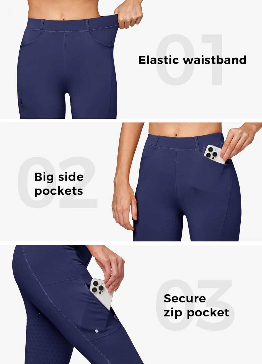 Willit Women's Fleece Riding Breeches Winter Horse Riding Pants Tights Equestrian Thermal Schooling Tights