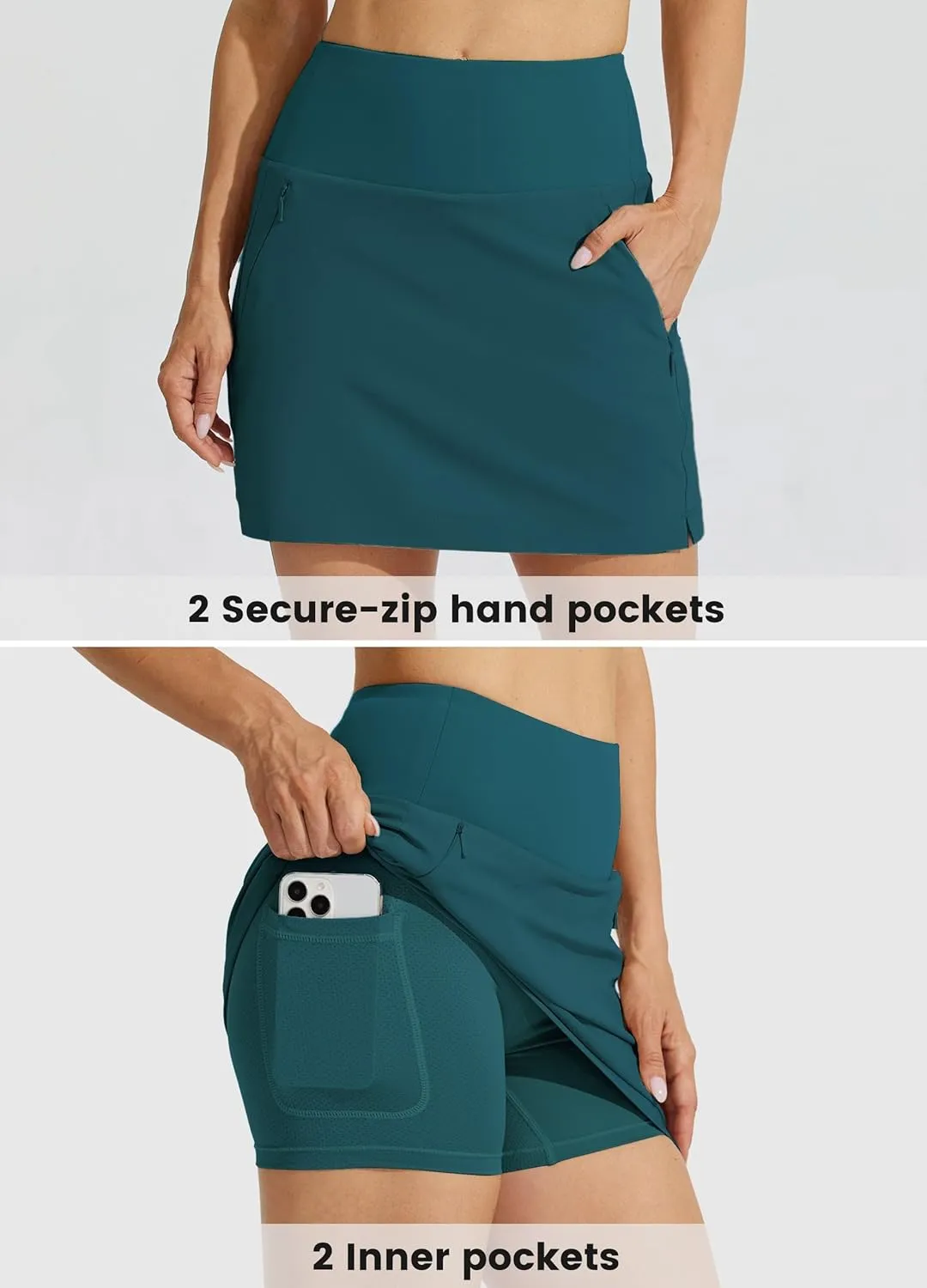 Willit Women's Golf Skirts Zipper Pockets High Waisted Stretchy Skorts Quick Dry Athletic Tennis Casual Skorts