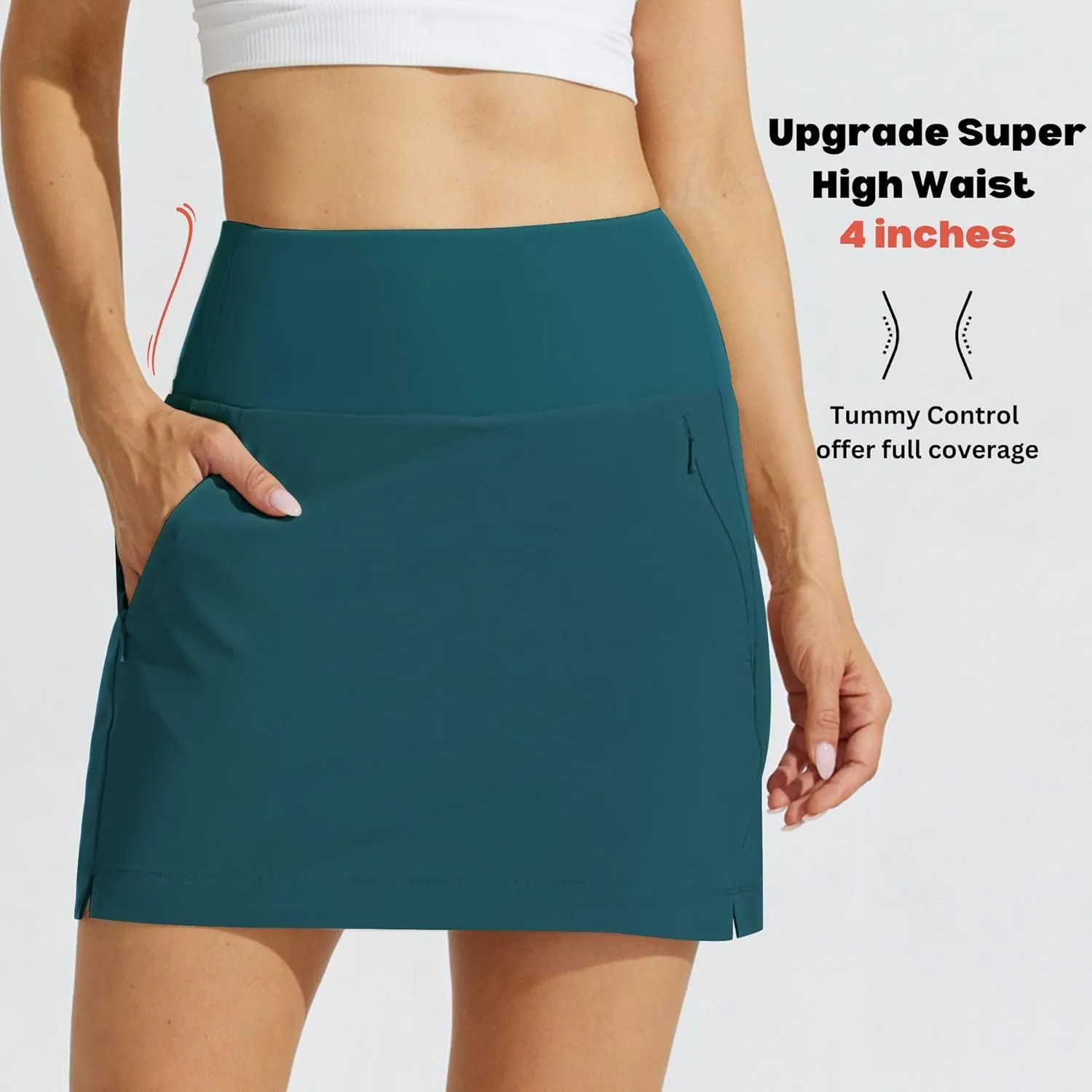 Willit Women's Golf Skirts Zipper Pockets High Waisted Stretchy Skorts Quick Dry Athletic Tennis Casual Skorts
