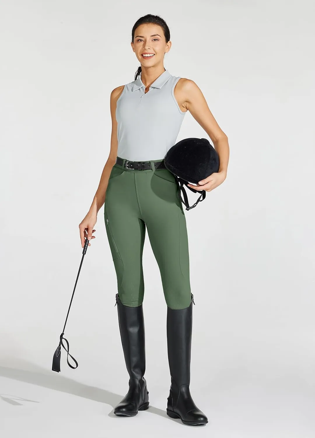 Willit Women's Horse Riding Pants Full Seat Silicone Equestrian Breeches Horseback Schooling Tights Zipper Pockets