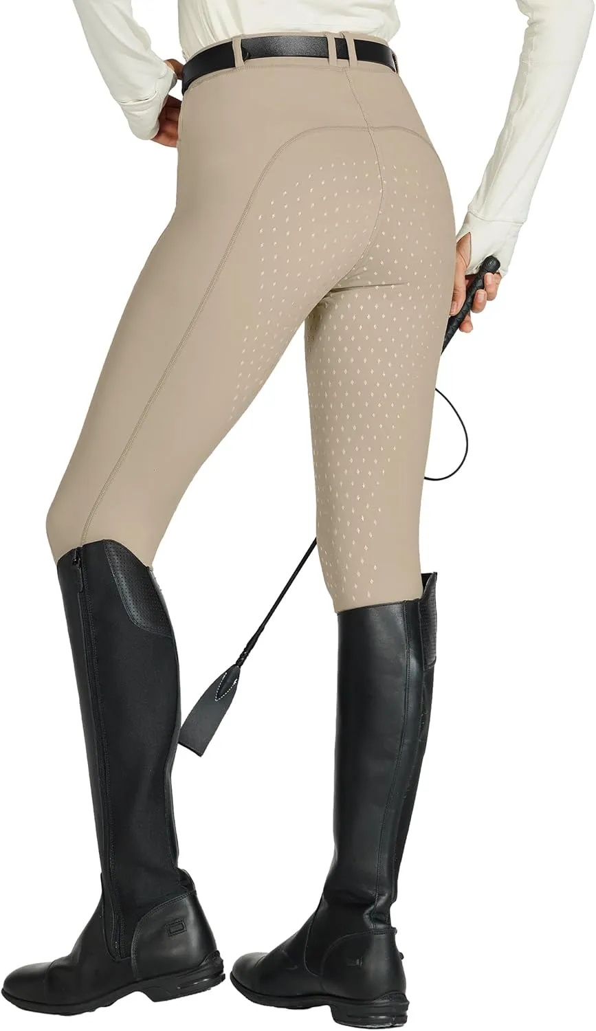 Willit Women's Horse Riding Pants Full Seat Silicone Equestrian Breeches Horseback Schooling Tights Zipper Pockets