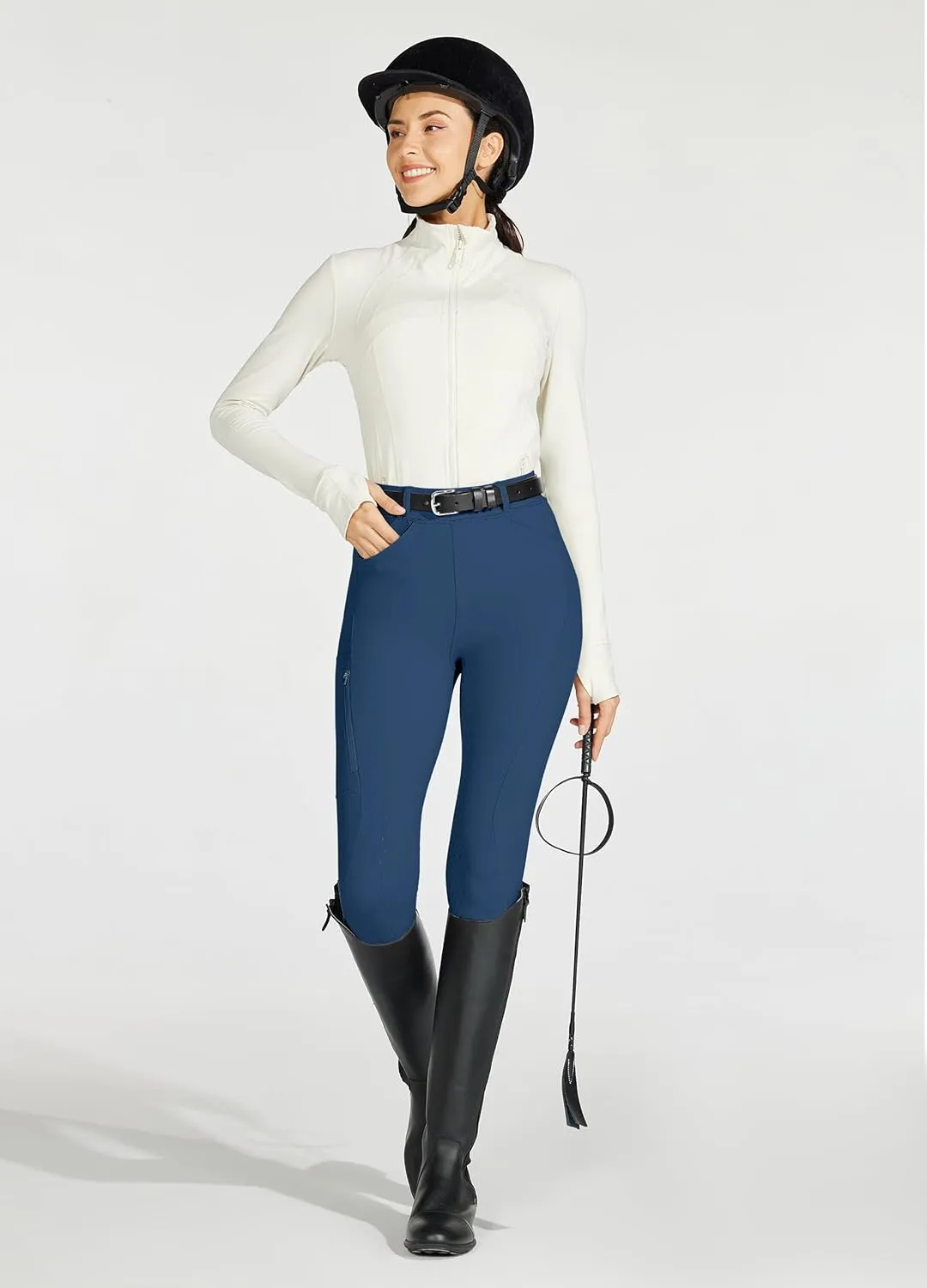 Willit Women's Horse Riding Pants Full Seat Silicone Equestrian Breeches Horseback Schooling Tights Zipper Pockets
