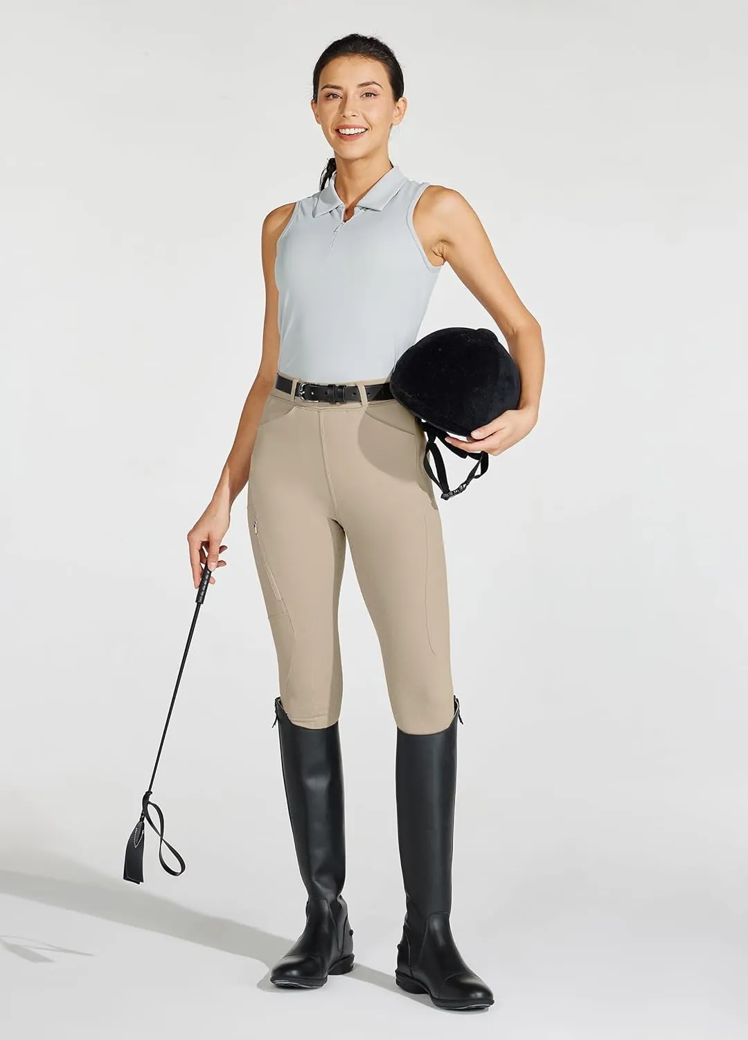 Willit Women's Horse Riding Pants Full Seat Silicone Equestrian Breeches Horseback Schooling Tights Zipper Pockets