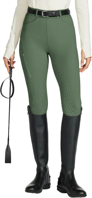 Willit Women's Horse Riding Pants Full Seat Silicone Equestrian Breeches Horseback Schooling Tights Zipper Pockets