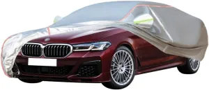 WOLWES Car Cover are Suitable for Alpina B5 Saloon All-Weather Windproof, Snowproof, Rainproof, UV-Protected and Breathable All-Season Universal with Side Door Zip Oxford Cloth Car Cover (Color : WHI