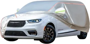 WOLWES Car Cover are Suitable for Chrysler Pacifica All-Weather Windproof, Snowproof, Rainproof, UV-Protected and Breathable All-Season Universal with Side Door Zip Oxford Cloth Car Cover (Color : Wh