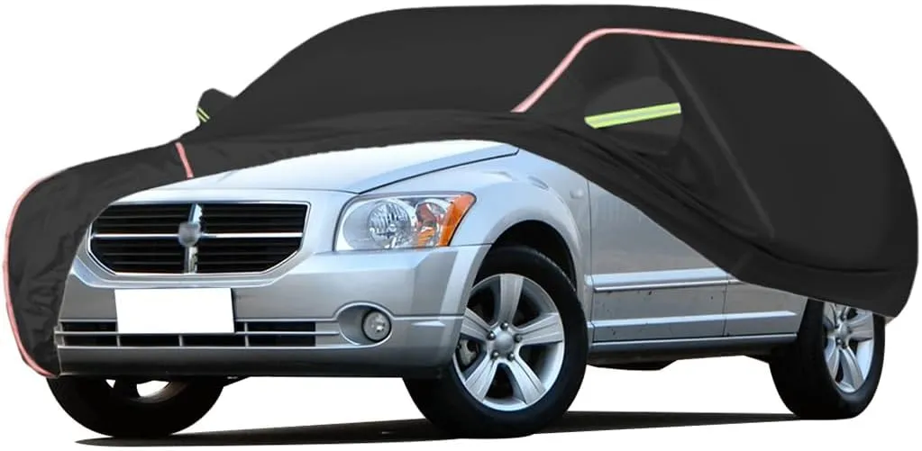 WOLWES Car Cover are Suitable for Dodge Caliber All-Weather Windproof, Snowproof, Rainproof, UV-Protected and Breathable All-Season Universal with Side Door Zip Oxford Cloth Car Cover (Color : Black