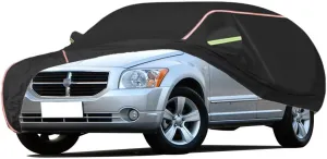 WOLWES Car Cover are Suitable for Dodge Caliber All-Weather Windproof, Snowproof, Rainproof, UV-Protected and Breathable All-Season Universal with Side Door Zip Oxford Cloth Car Cover (Color : Black