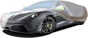 WOLWES Car Cover are Suitable for Ferrari F430 All-Weather Windproof, Snowproof, Rainproof, UV-Protected and Breathable All-Season Universal with Side Door Zip Oxford Cloth Car Cover (Color : White)