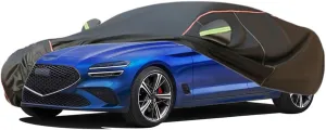 WOLWES Car Cover are Suitable for Genesis G70 Saloon All-Weather Windproof, Snowproof, Rainproof, UV-Protected and Breathable All-Season Universal with Side Door Zip Oxford Cloth Car Cover (Color : B
