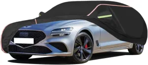 WOLWES Car Cover are Suitable for Genesis G70 Shooting Brake All-Weather Windproof, Snowproof, Rainproof, UV-Protected and Breathable All-Season Universal with Side Door Zip Oxford Cloth Car Cover (C