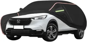 WOLWES Car Cover are Suitable for Honda HR-V All-Weather Windproof, Snowproof, Rainproof, UV-Protected and Breathable All-Season Universal with Side Door Zip Oxford Cloth Car Cover (Color : Black)