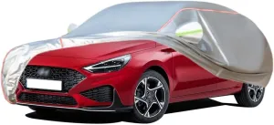 WOLWES Car Cover are Suitable for Hyundai i30 Wagon All-Weather Windproof, Snowproof, Rainproof, UV-Protected and Breathable All-Season Universal with Side Door Zip Oxford Cloth Car Cover (Color : Wh