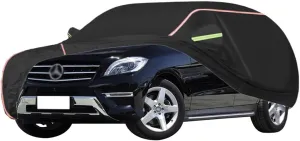 WOLWES Car Cover are Suitable for Mercedes-Benz ML SUV All-Weather Windproof, Snowproof, Rainproof, UV-Protected and Breathable All-Season Universal with Side Door Zip Oxford Cloth Car Cover (Color :