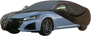 WOLWES Car Cover are Suitable for Nissan Altima All-Weather Windproof, Snowproof, Rainproof, UV-Protected and Breathable All-Season Universal with Side Door Zip Oxford Cloth Car Cover (Color : Black