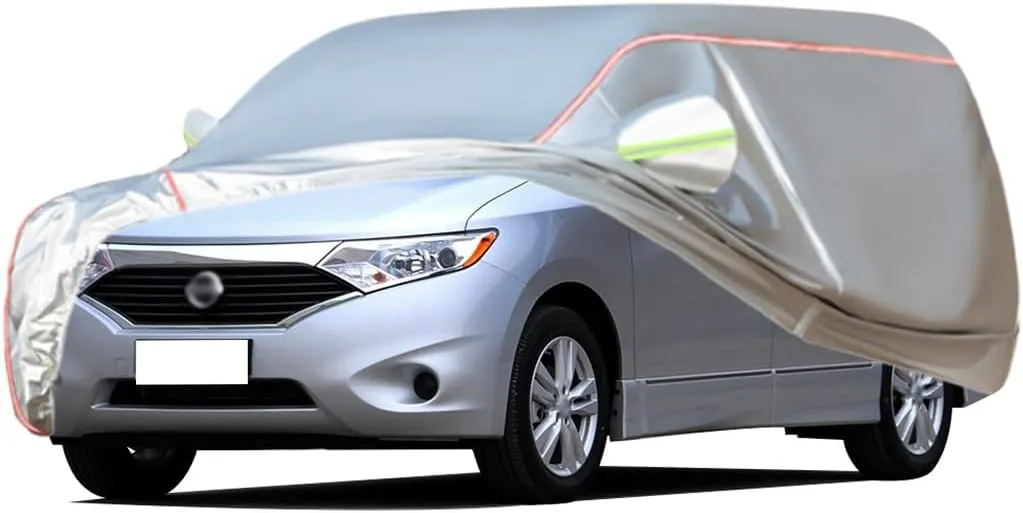 WOLWES Car Cover are Suitable for Nissan Quest All-Weather Windproof, Snowproof, Rainproof, UV-Protected and Breathable All-Season Universal with Side Door Zip Oxford Cloth Car Cover (Color : White)