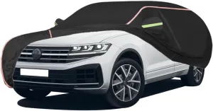 WOLWES Car Cover are Suitable for Volkswagen Touareg All-Weather Windproof, Snowproof, Rainproof, UV-Protected and Breathable All-Season Universal with Side Door Zip Oxford Cloth Car Cover (Color : B