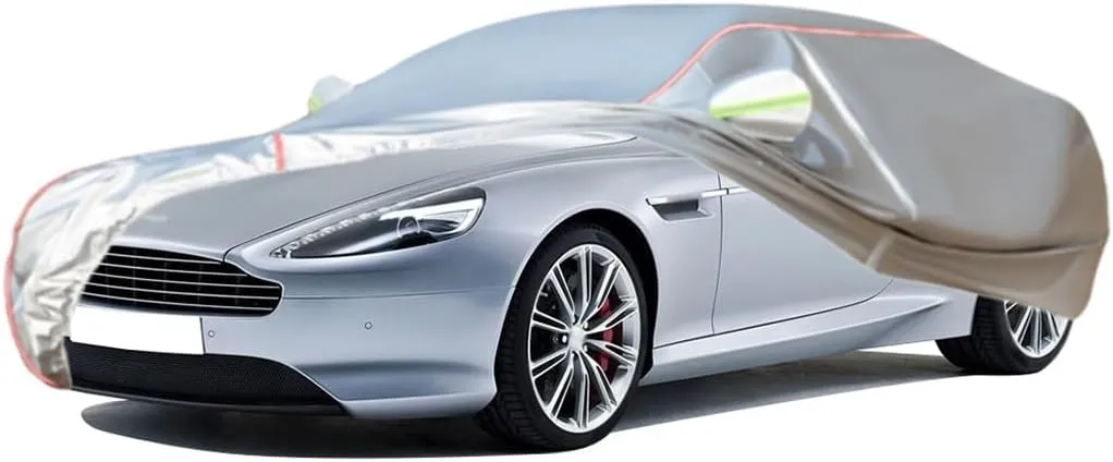 WOLWES Car Covers Are Suitable For Aston Martin DB9 2005-2016 All-weather Windproof, Snowproof, Rainproof, UV-protected And Breathable All-season Universal With Side Door Zip Oxford Cloth Car Covers (