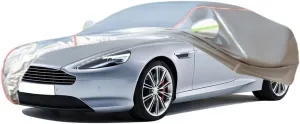 WOLWES Car Covers Are Suitable For Aston Martin DB9 2005-2016 All-weather Windproof, Snowproof, Rainproof, UV-protected And Breathable All-season Universal With Side Door Zip Oxford Cloth Car Covers (