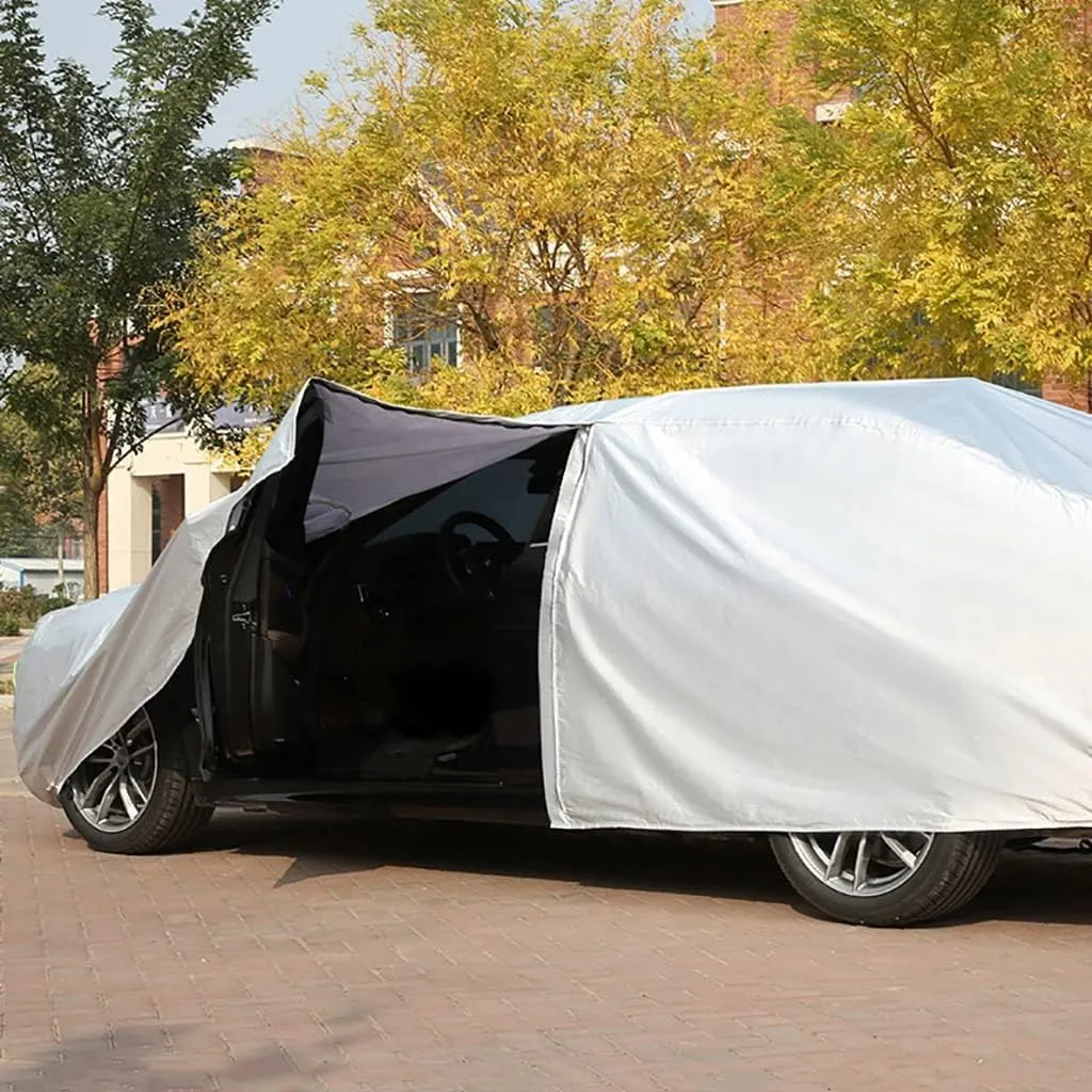 WOLWES Car Covers Are Suitable For Aston Martin DB9 2005-2016 All-weather Windproof, Snowproof, Rainproof, UV-protected And Breathable All-season Universal With Side Door Zip Oxford Cloth Car Covers (