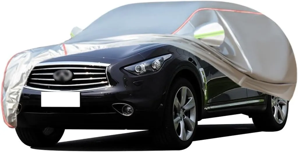 WOLWES Car Covers are Suitable for Infiniti FX37 All-Weather Windproof, Snowproof, Rainproof, UV-Protected and Breathable All-Season Universal with Side Door Zip Oxford Cloth Car Covers (Color : Whit