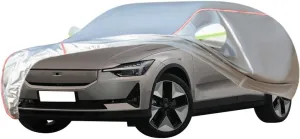 WOLWES Car Covers are Suitable for Polestar 2 2020-2024 All-Weather Windproof, Snowproof, Rainproof, UV-Protected and Breathable All-Season Universal with Side Door Zip Oxford Cloth Car Covers (Color