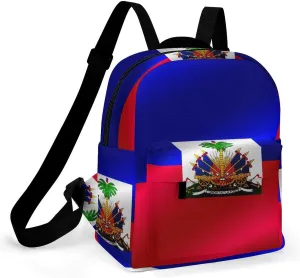Women Haitian Flag of Haiti Small Backpack Purse for Ladies Bookbag Travel Shoulder Bag