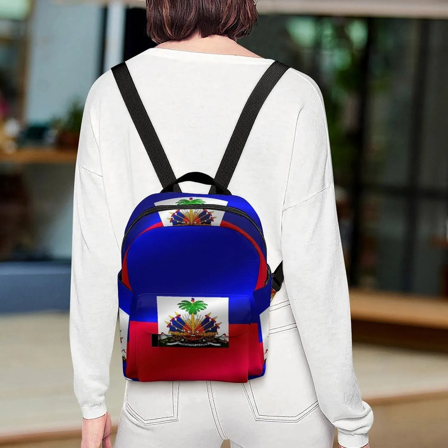 Women Haitian Flag of Haiti Small Backpack Purse for Ladies Bookbag Travel Shoulder Bag