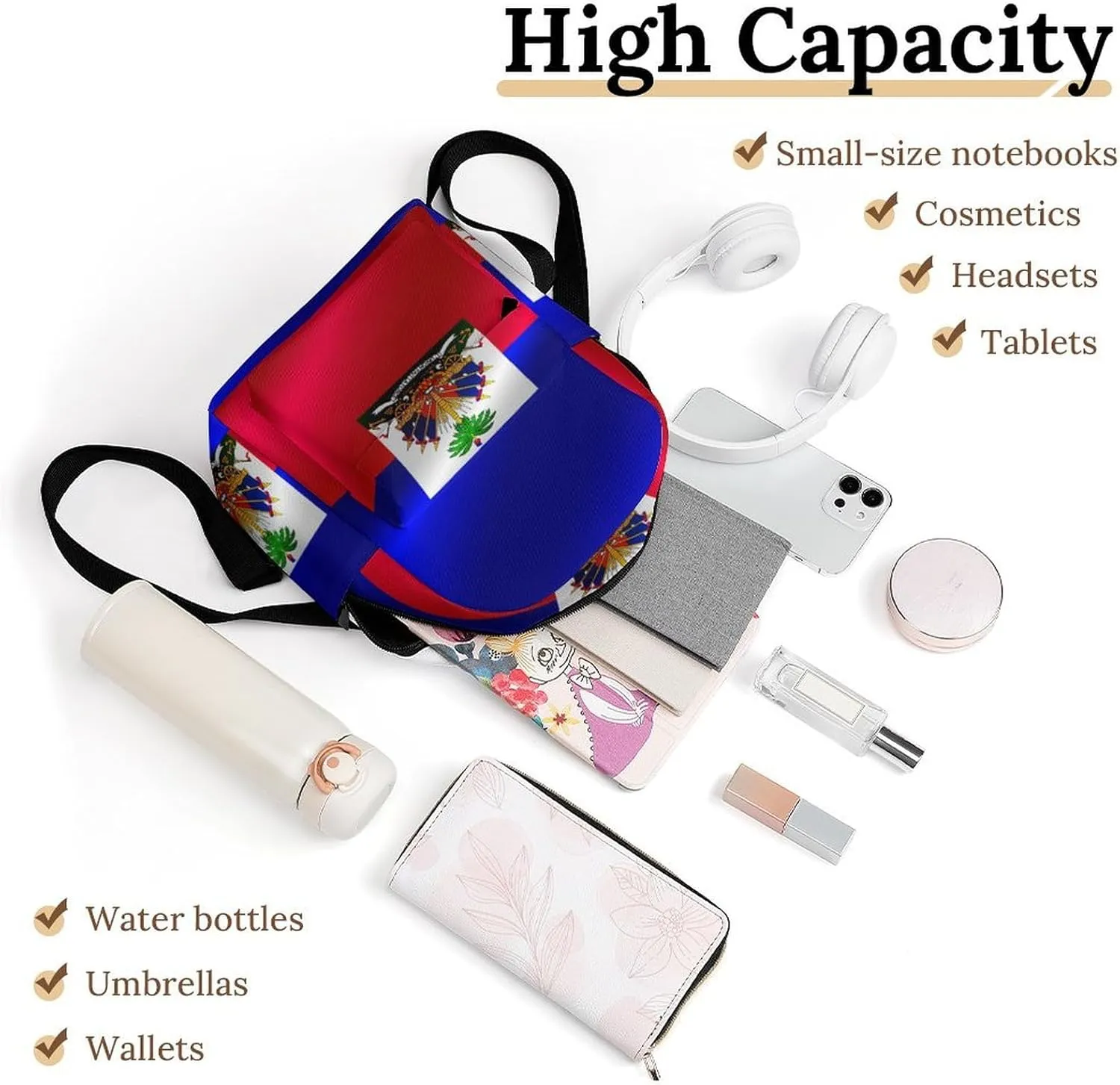 Women Haitian Flag of Haiti Small Backpack Purse for Ladies Bookbag Travel Shoulder Bag
