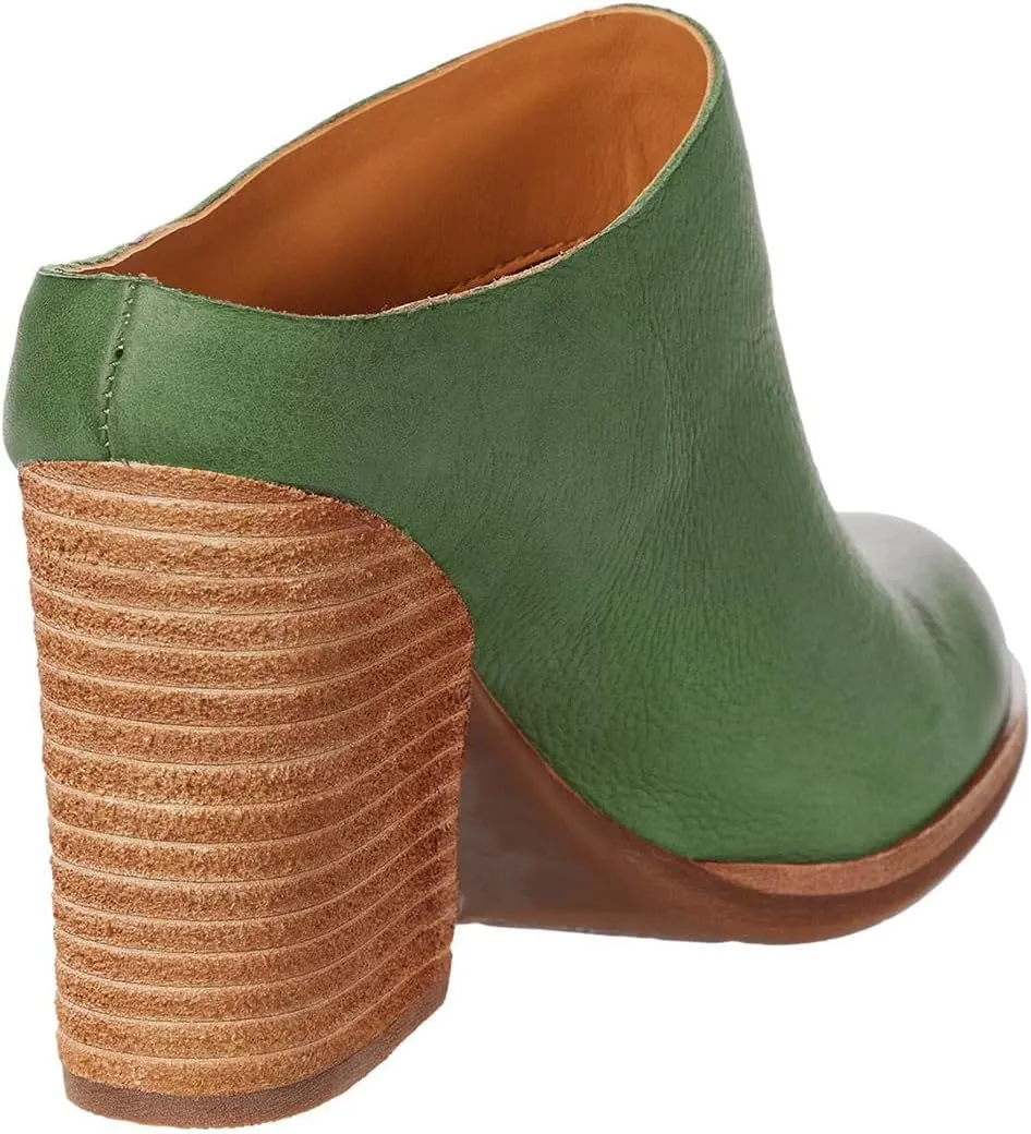 Women High Chunky Stacked Heel Mules Round Closed Toe Heeled Sandals Slip On 3 Inch Block Heels Suede Backless Booties Burnished Dressy Vintage Party Office Ladies Slide Slippers 4-11 M US