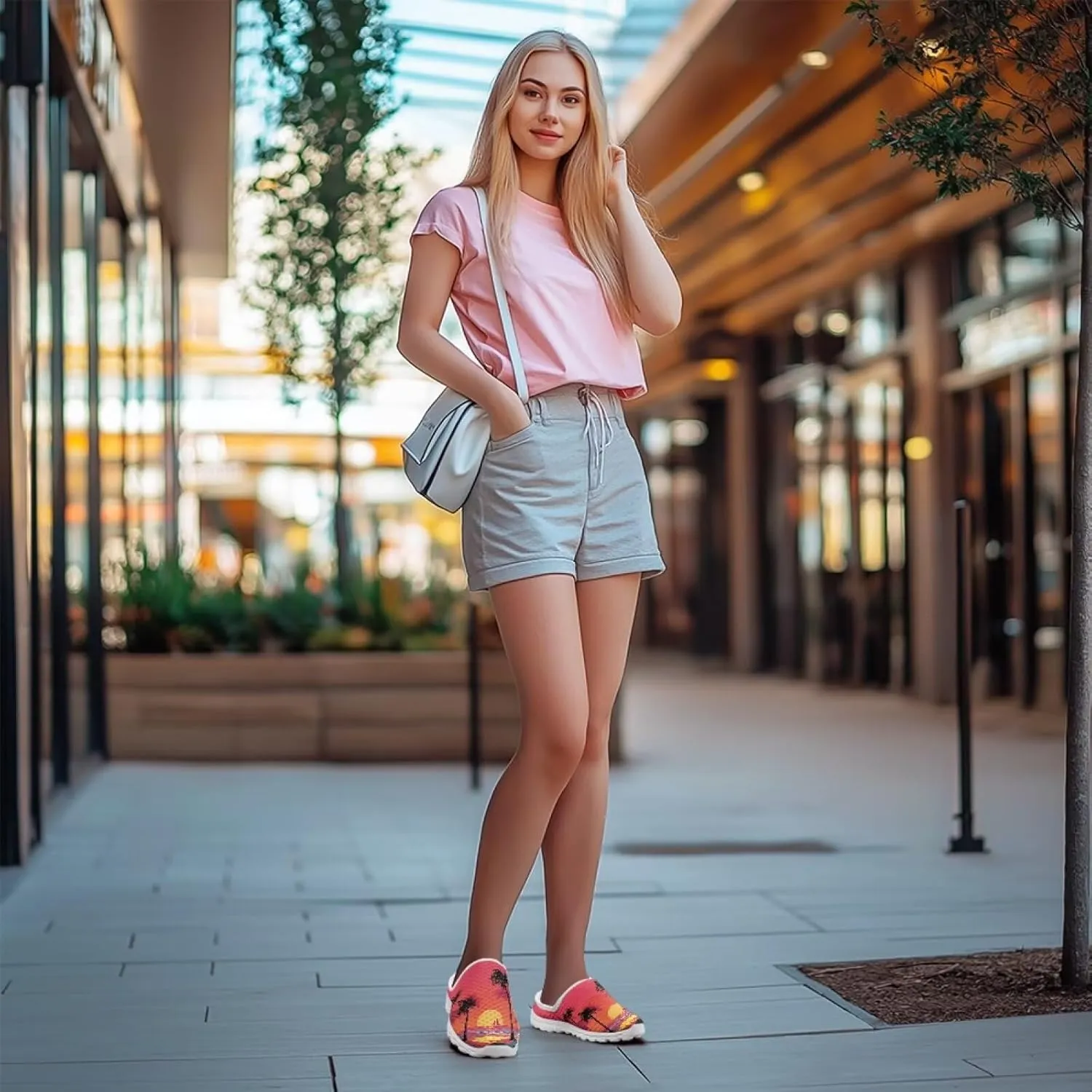 Women Mules Shoes Slip on Mesh Kint Flat Sneaker Sandals Trendy Outdoor Indoor Clogs Slippers