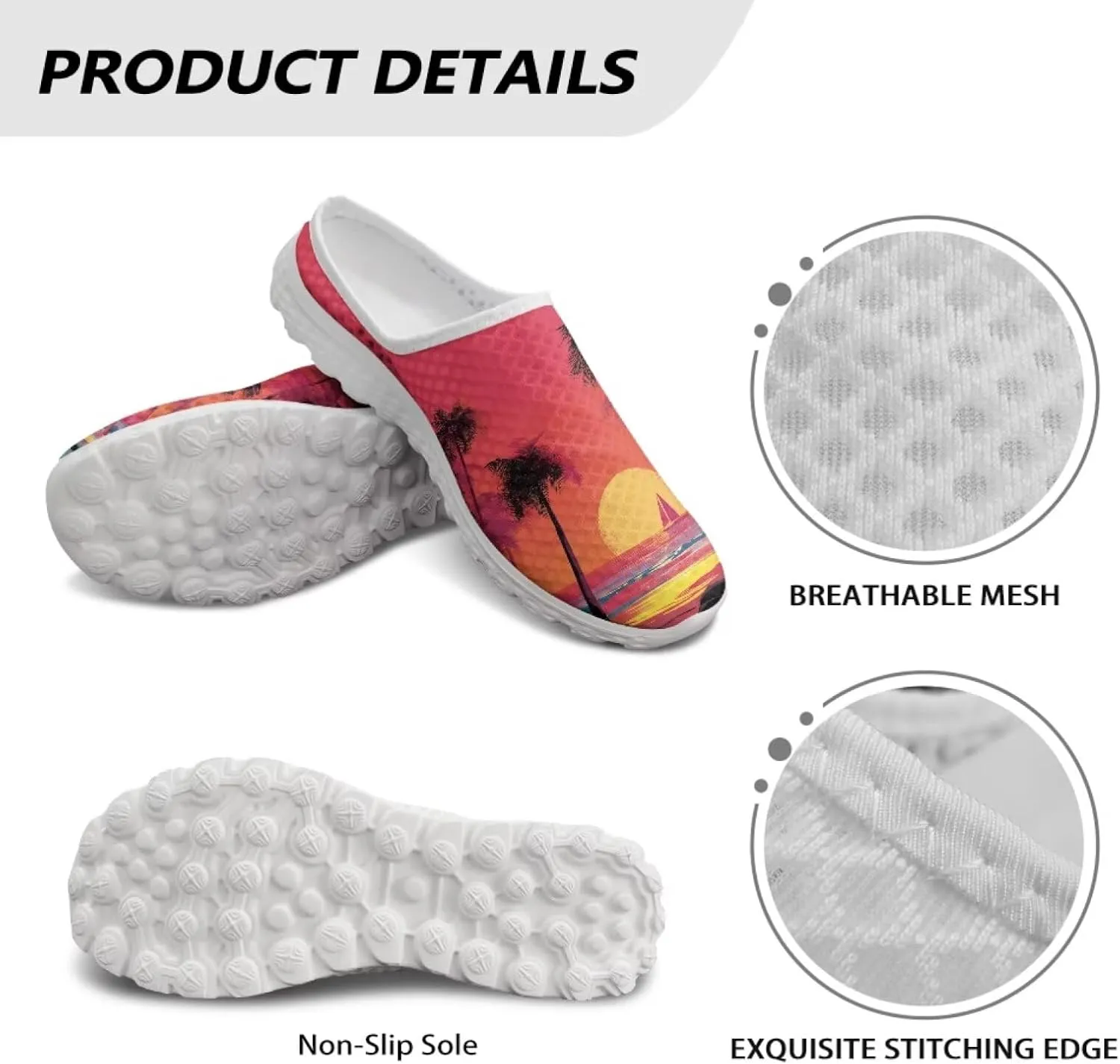 Women Mules Shoes Slip on Mesh Kint Flat Sneaker Sandals Trendy Outdoor Indoor Clogs Slippers