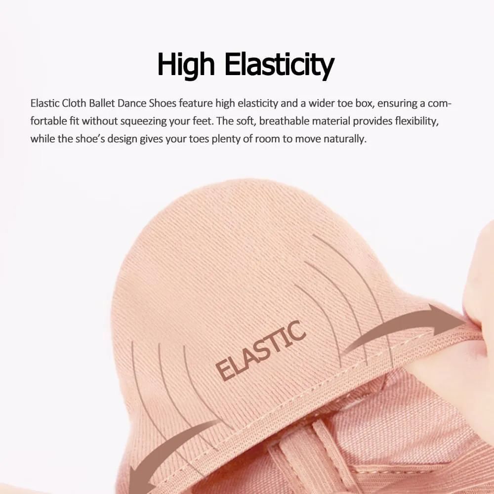 Women's Ballet Shoes, Highly Stretch Canvas Dance Slippers, Split Sole Non-Slip Yoga Flat for Girls Boys Adults